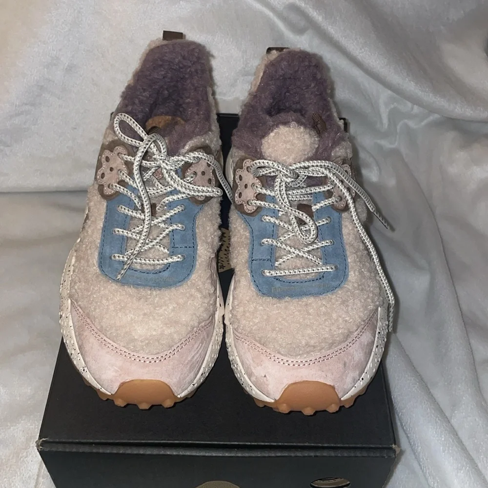 Flower Mountain KOTETSU Shearling and Suede Sneakers in Dove grey-Beige - Picture 8 of 16